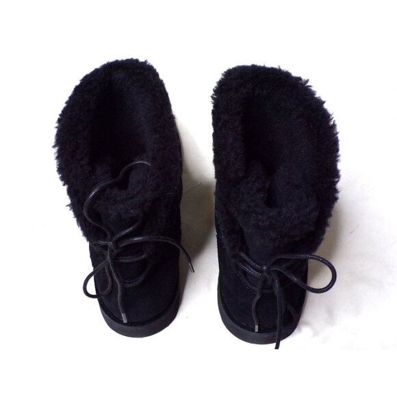 🆕UGG Naiyah Genuine Shearling Tie Bootie Ankle Boot Black 6 - Picture 8 of 9